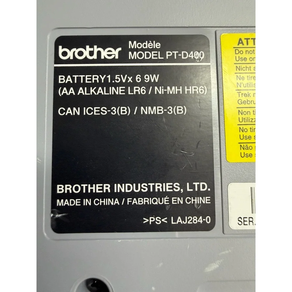 Brother P-Touch PT-D400 Label Maker Printer Tested Working w/ AC Adapter & Tape